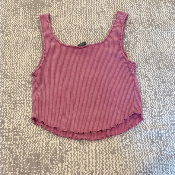 Women's Pink Ribbed Corset Tank Top - Picture 2 of 2